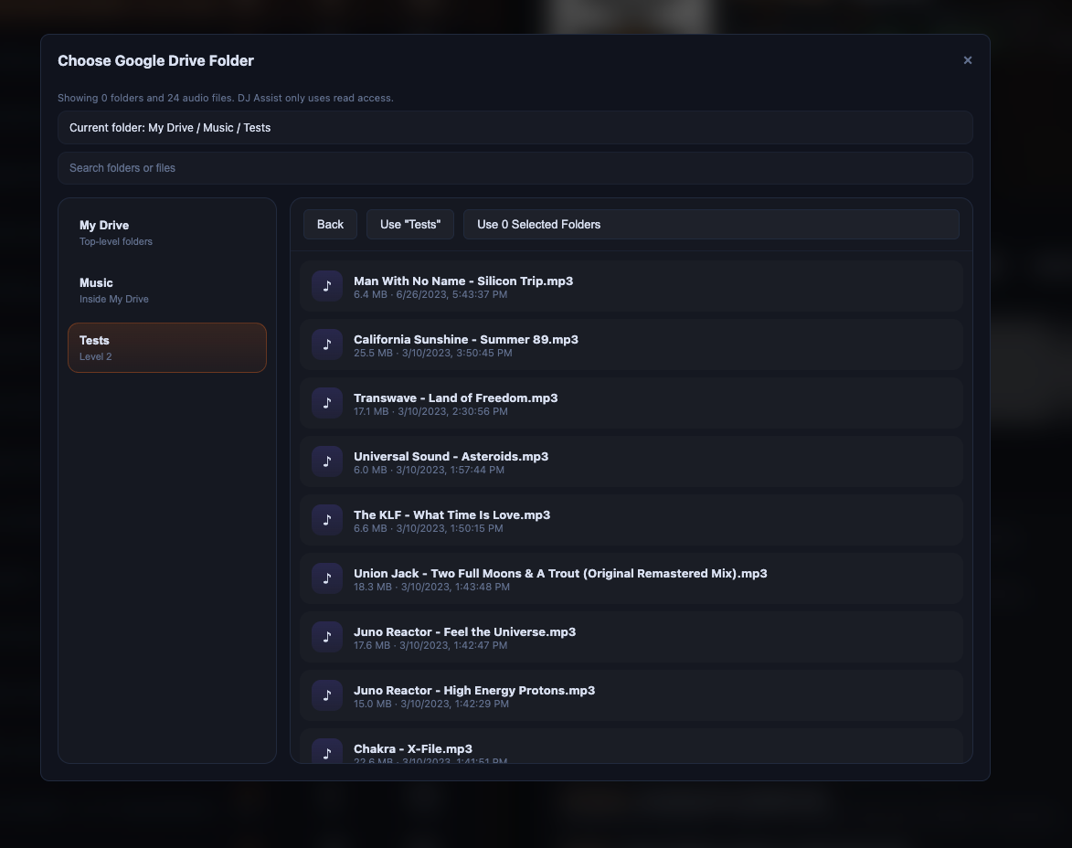 DJ Assist Pro Google Drive and Dropbox integrations.